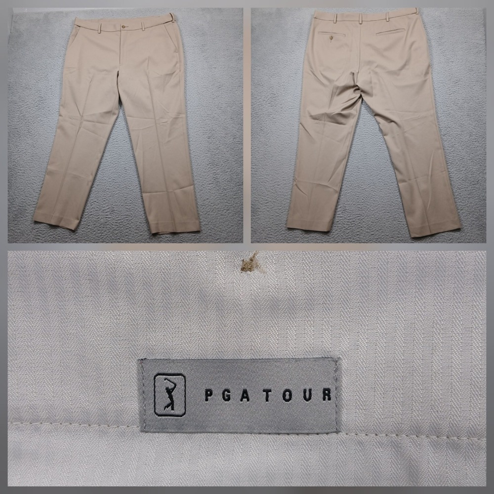 PGA Tour Golf Pants Men 38x29 Khaki Performance‎ Slacks
